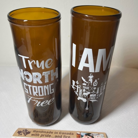 True North Strong Free Glass Set - made from recycled beer bottles. Great gift! - Picture 3 of 9